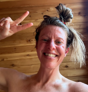 author and she's independent founder natalie taking a sauna break midday for health