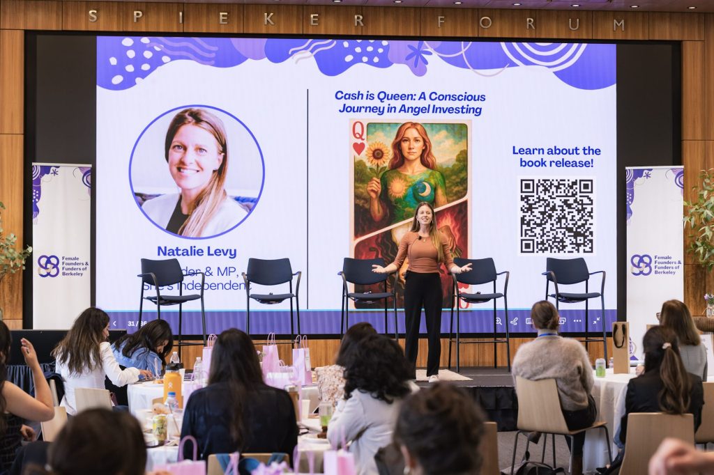 Natalie Levy speaking about Cash is Queen at the Berkeley Female Founders & Funders Summit